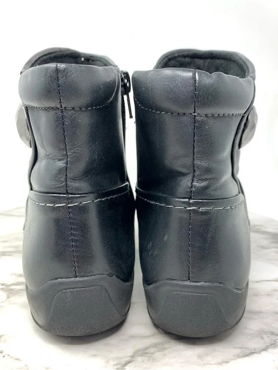 Clarks Kessa Mabel Black Leather Ruched Button Ankle Booties 8 Lagenlook Artsy - Picture 5 of 16
